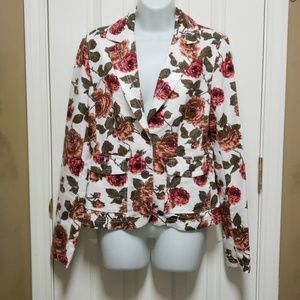 Boho Fillmore California Floral Print Blazer M EUC